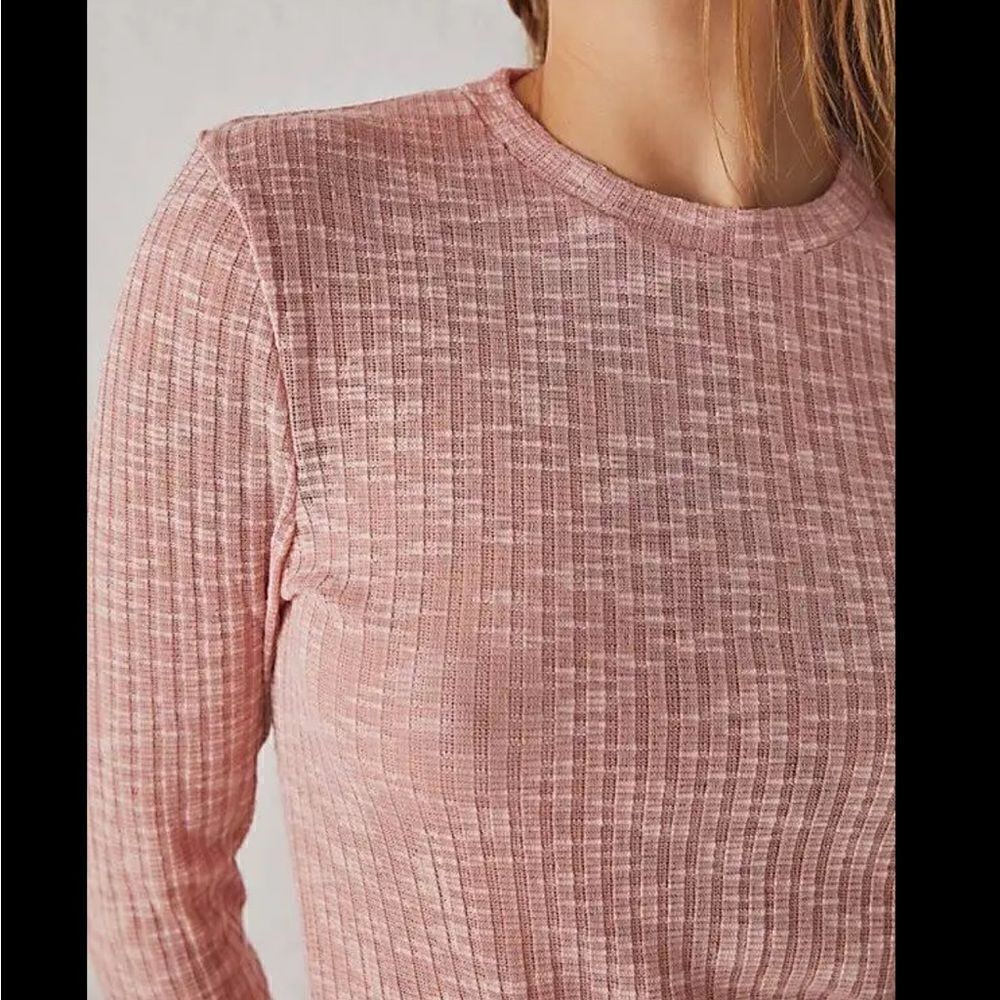NWT Free People pink Ribbed Knit Long Sleeve Layering Top M
